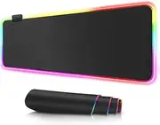 Generic RGB Gaming Mouse Pad, 300X800X4Mm Large, Multicolor Cloth with RGB LED Light Bar