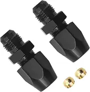 DXNQ 2PCS 6AN Male Flare to 3/8" Fuel Hardline Tube Fitting Adapter, Aluminum Anodized Fuel Hose Straight Connector with Brass Ferrule, Straight Fuel Hose Adapter Fittings for Oiling System