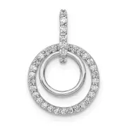 14k White Gold 1/4ct. Real Diamond Double Circle Dangle Pendant