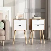 JAXTASY Set of 2 Bedroom Nightstands Bedside Table Storage w/ 2 Drawers
