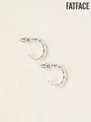 FatFace Silver Tone Shell Chain Hoop Earrings (AT0435) | $24
