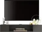 Black Floating TV Stand, Wall Mounted Entertainment Center Wood Storage, Media C