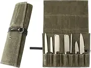Chef Knife Roll Bag, 9 Pockets Canvas Knife Case, Knife Bag, Knife Wrap Wallet, Cutlery Knife Pouch Holders Protectors for Chef Knives Kitchen Utensils, Tool Roll (Army Green)