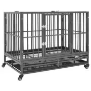 Dog Cage Transport Wheels Pet Crate Puppy Cat Travel Kennel House Steel Large