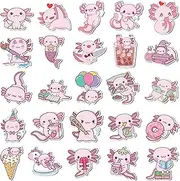 MALLMALL6 25Pcs Pink Axolotl Fridge Magnets, Cute Salamander Refrigerator Magnetic Sticker Decor Accessories with Donut Ice Cream for Home Kitchen Office Locker Mailbox Door, Adorable Graduation Gift