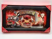GTEI Firefighter Bravery Honor Quartz Clock Dalmation and Crossed Axes NIB