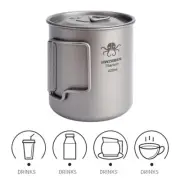 420ML Titanium Camping Pot with Lid, Portable Water Mug Cup Cookware for Outdoor