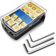3 Way Mini Anl Fuse Holder Copper 0/2/4 Gauge To 4/6/8 Gauge 60 Amp Fuse Distrib