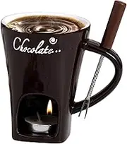 Chocolate Fondue Mug, Ceramic Chocolate Fondue with Forks, M-ini Ceramic Fondue Mugs Gift Set, Melt Hot Pot Bowl Set for Cheese Chocolate Butter