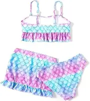 [Generic] 3 Piece Toddler Girl Swimsuit Girls Mermaid Swimsuit Cute Bikini for B Swimming Summer S le Swimsuits Girls 152 with Chest pad