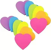 12 Pack Heart Sticky Notes, 30 Sheets/EA, 7.6×7.6CM Heart Shaped Super Cute Bright Colors Strong Adhesive Self Sticky Notes Pad, Clean Removal, 6 Colour Sticky Notes for Home Office Notebook (12)
