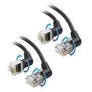Cable Matters 2-Pack 40Gbps 360-Degree Rotatable Cat 8 Ethernet Cable - 1ft, Right Angled Cat 8 Cable with Ultra Flex PVC Jacket for Tight Spaces, High Speed Ethernet Cord for Gaming, Black
