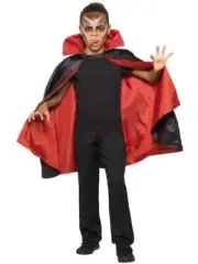 Reversible Vampire Cape for Kids - Black and Red Halloween Costume