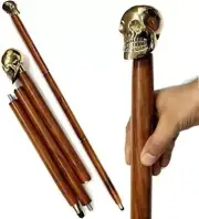 Handmade Walking Stick Full Brass Skull Head Designer Cane Walking Cane