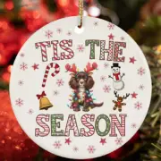 Funny Boykin Spaniel Dog Reindeer Tis The Season Christmas Ornament Gift Decor
