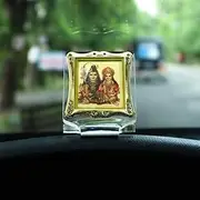 [Shoppersduniya] Gold Foil/Plated Lord Shiv Parivar | Shivji, Parvati, Ganesh Idol for Car Dashboard |Showpiece Décor