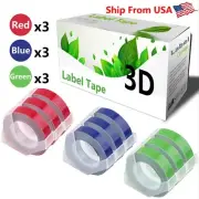 (3Red+3Blue+3Green) LabelTape Fit For Dymo 20008CP Dymo 15447 Label Makers
