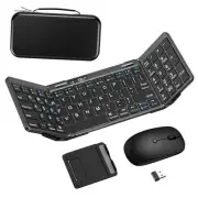 Foldable Keyboard and Mouse, Folding Keyboard Mouse Combo with Portable Case,