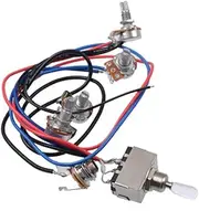Prewired Wiring Harness Kit Compatible for LP Electric Guitar, 2T2V 500K Pots 3-position Toggle Switch with Jack for Dual Humbucker Gibson Les Pual Style Guitar Electronics Replacements, White Cap