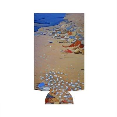 Abstract ocean seashells Slim Can Cooler