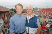 Swedish tennis player Stefan Edberg with his tennis coach Tony Pic- Old Photo