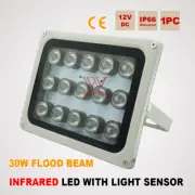 30W Infrared LED IR FLOOD Light Sensor Camera Security CCTV Down Lamp DC 12V