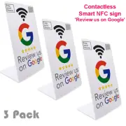 3x Smart Contactless Google Review Counter Sign Stand NFC + QR Code 'Review Us'