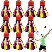 znutc Badminton Shuttlecocks | Colorful Badminton Ball Youth Players - Duck Feathers and Rubber Feather Shuttlecocks Outdoor, Stable 10 Pack Badminton Ball for Indoor