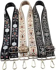 [HEALSOPTHY] 3Pcs Adjustable Bag Strap Replacement Lengthened Wide Strap for Handbags Crossbody Bags Stylish White Snowflake Black Snowflake Stars Patterns Easy to Install Durable
