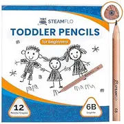 Learning Pencils for Toddlers 3-4 Years – Kids Pencils for Beginners, Toddlers and Preschoolers, Jumbo Triangle Shape for Easy Grip, Thick 6B Graphite for Easy Writing and Less Breakage (12 Pack)
