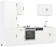 7 Piece Kitchen Cabinet Set Kalmar White Engineered Wood - Moisture Resistant, Ample Storage, Adjustable Feet, Easy Maintenance, Includes Sink Base, Oven Cabinet