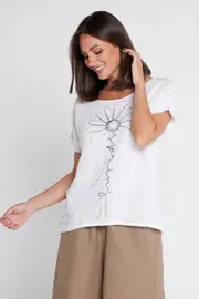 Myra Linen & Cotton Top - White