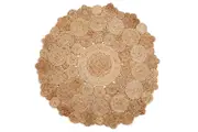 Round Jute Rug - Natural Fibre Decorative Floor Rug Marigold- Jute Fiber, Natural Weave, Eco Friendly, Plant Based, Round, Circular, Symmetrical, Circle, Floor Rug