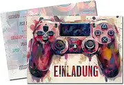 Vielucks® 15 x Gaming Invitation Cards – DIN A6 – Original, Invitation Cards Children's Birthday Boy Girl Birthday Invitations, Gaming Consoles Gamer Party Decoration, Theme Party Game (White)