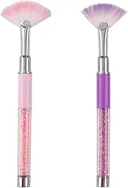 HIGHROCK Fan Shape Nail Brush Halo Pink Rhinestone Handle Dust Glitter Powder Remover Pen Nail Art Powder Manicure makeup brushes