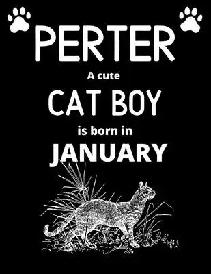 PERTER a cute cat boy is born in January: Draw & write journal for boys with 100+ Pages of 8.5