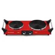 Portable 2-Burner 7.4 In. Red Electric Stove 1800-Watt Hot Plate with Anti-Scald