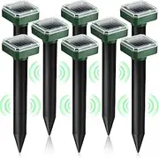 8 Pack Mole Repellent Solar Powered, Gopher Repellent Ultrasonic Groundhog Repeller Mole Stakes Deterrent, Solar Rodent Repeller Vole Repellent Spikes Snake Rodent Repellent for Lawns Yard