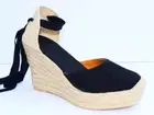 ALEXA Platform Lace Up Wedge Espadrilles Organic Cotton Vegan shoes, High heel