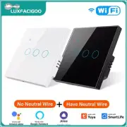 1PCS Tuya EU US Wifi Smart Touch Switch 1/2/3/4 Gang Wall Switch Smart Life APP