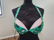 NWD Victoria's Secret Very Sexy Tropical Leaf Pink Stripe Push-up Bikini Top 36C