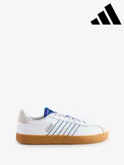 adidas White/Blue VL Court Trainers (E45012) | $150