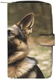 [RTSEBVN] Leather Wallet Multifunction Long Wallet Fashion Animal German Shepherd Printing Leather Purse with For Women And Men, style, 19.7x11x3.5cm, Leather Wallet