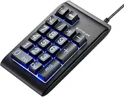 USB Number Pad, Large Print Wired Numeric Keypad with 3 Colors LED Backlit, Portable Mini 10 Key Num Pad for Laptop Desktop Computer PC, Full Size 19 Key - Black