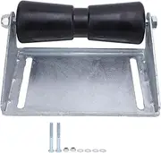 Tough Black Rubber Bow Boat Trailer Roller, 8-inch Keel Roller with Bracket Assembly, Heavy Duty Galvanized Steel Trailer Parts with Mounting Bolts, Ideal for Easy Water, Fits
