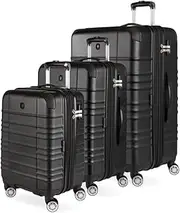 [SwissGear] Pro Expandable Lightweight Spinner with TSA Lock, Black Sonic, 3-Piece Set, Black Sonic, 3-Piece Set, Sonic Pro Expandable Lightweight Spinner with TSA Lock
