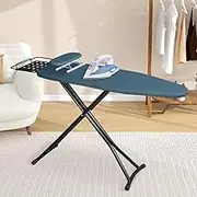 Foldable Ironing Board with Metal Stand, Ironing Board with Anti-Scalding and Flame-Retardant Fabric, Floor-Standing Professional Ironing Board