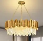 Modern Gold Crystal Chandelier Hanging Ceiling Light Fixture 12 Lights 29 Inch