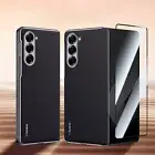 Fr Samsung Galaxy Z Fold 6/5/4 Leather Hinge Magnetic Case with Screen Protector