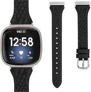 Compatible with Fitbit Versa 4＆Sense 2 Band Women Men,Soft Leather Replacement Sport Watch Wristband,Compatible with Fitbit Versa 3＆Sense bands for women men